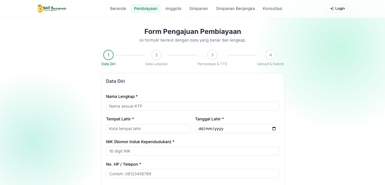 Web Form Pembiayaan